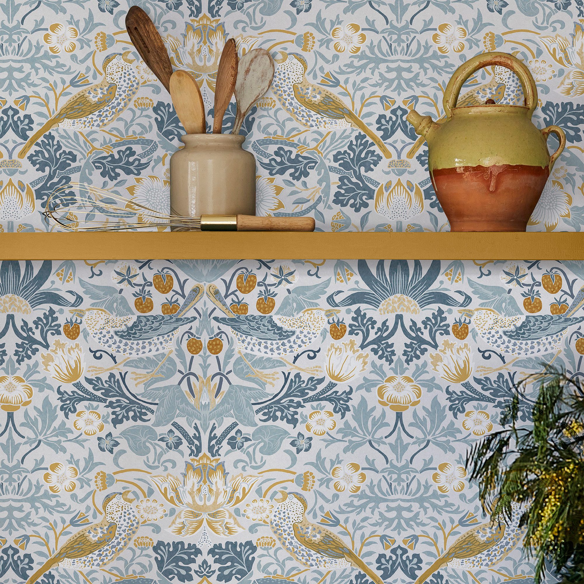 WILLIAM MORRIS AT HOME Vliestapete Strawberry Thief, texturiert, Retro, (1 St), Design Tapeten