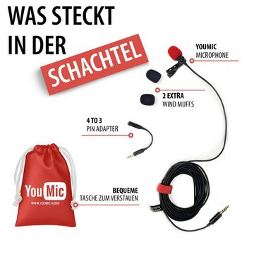 YouMic Mikrofon Clip-on Lavalier Mikrofon (1-tlg), für iPhone X 8 7 Plus 6 6s 5 5s/iOS /Android