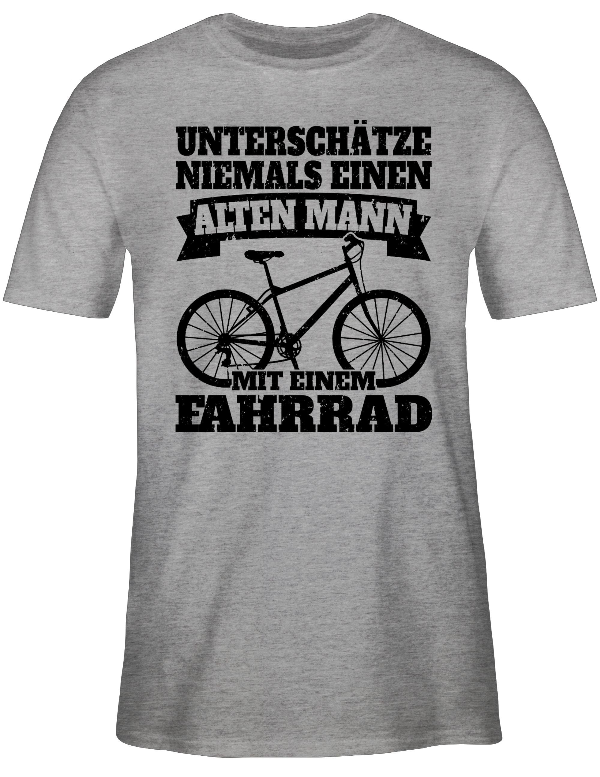 Fahrrad meliert Fahrrad - einen 02 T-Shirt Radsport Shirtracer alten Grau einem Unterschätze Mann Bekleidung niemals mit schwarz