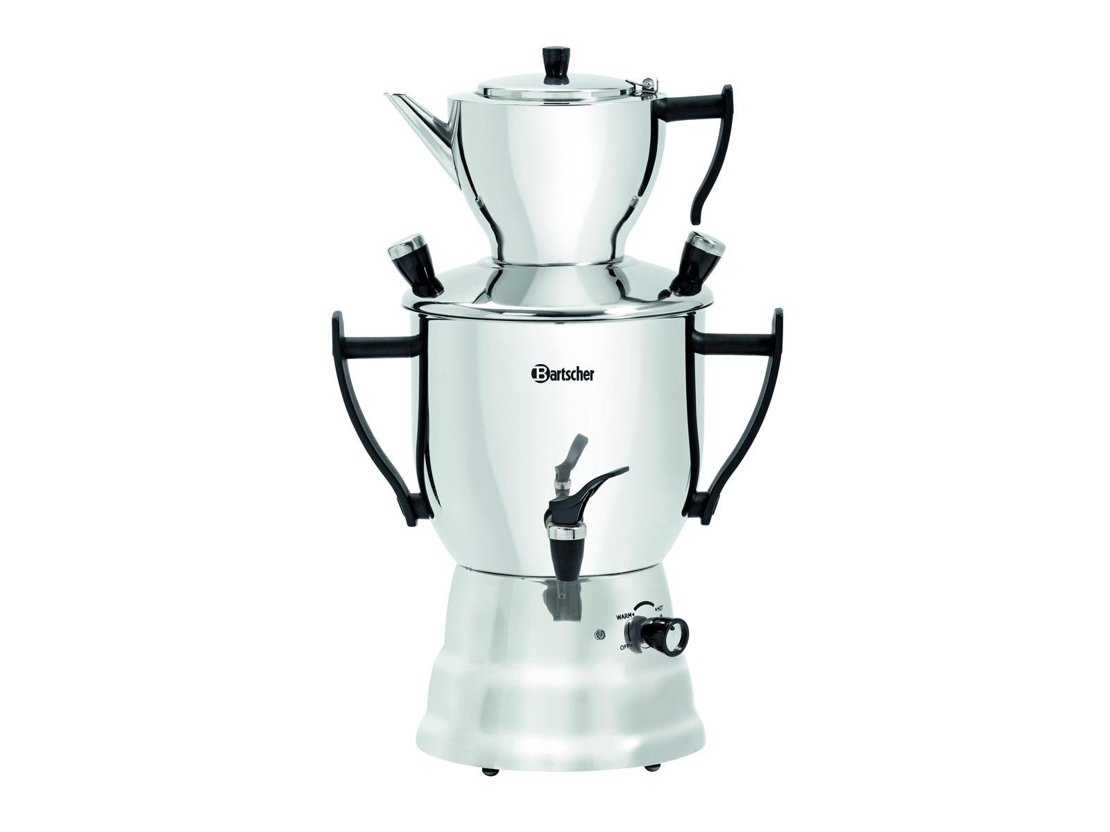 Bartscher Samowar Samowar 3L, mit Teekanne 1,2L, Edelstahl, 191001