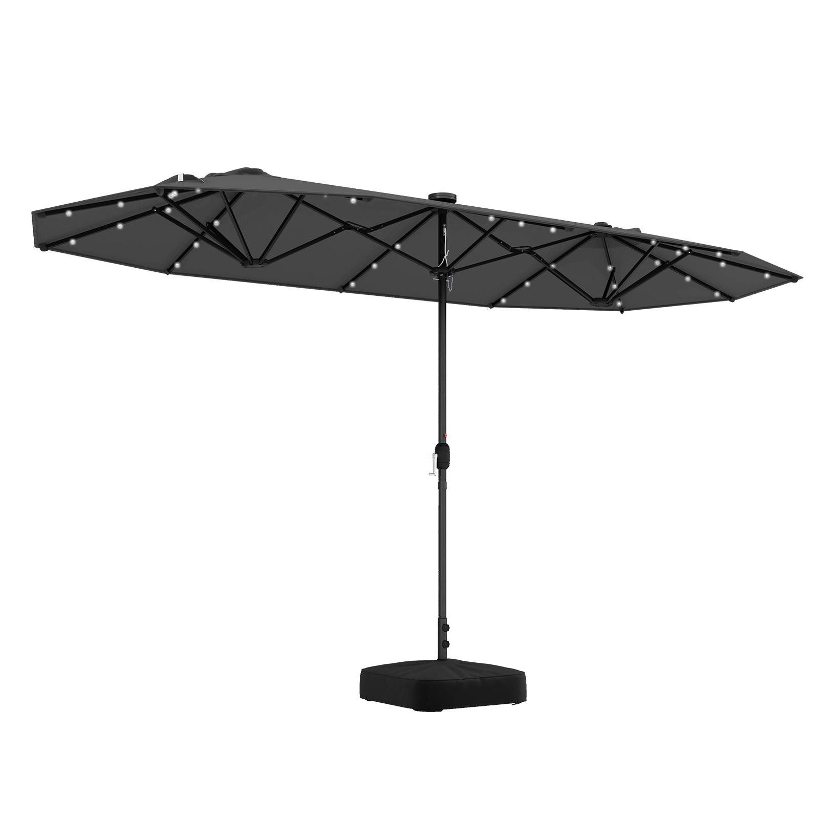 KOMFOTTEU Sonnenschirm, LED Doppelsonnenschirm mit Ständer, günstig online kaufen