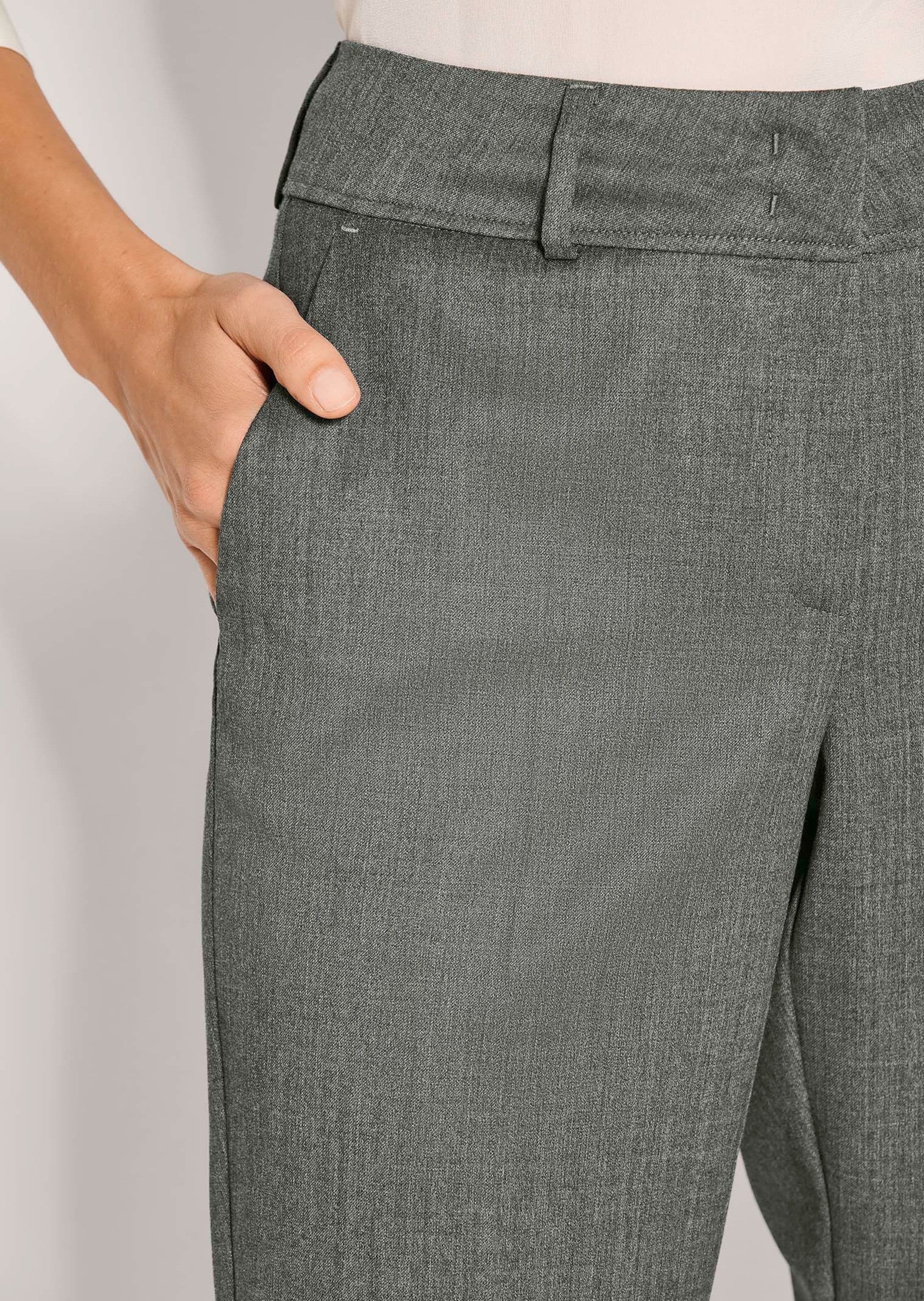 MADELEINE Stoffhose Bügelfaltenhose mit Formbund Businesshose mit Formbund, Hakenverschluss, Taschen und Knöchellänge