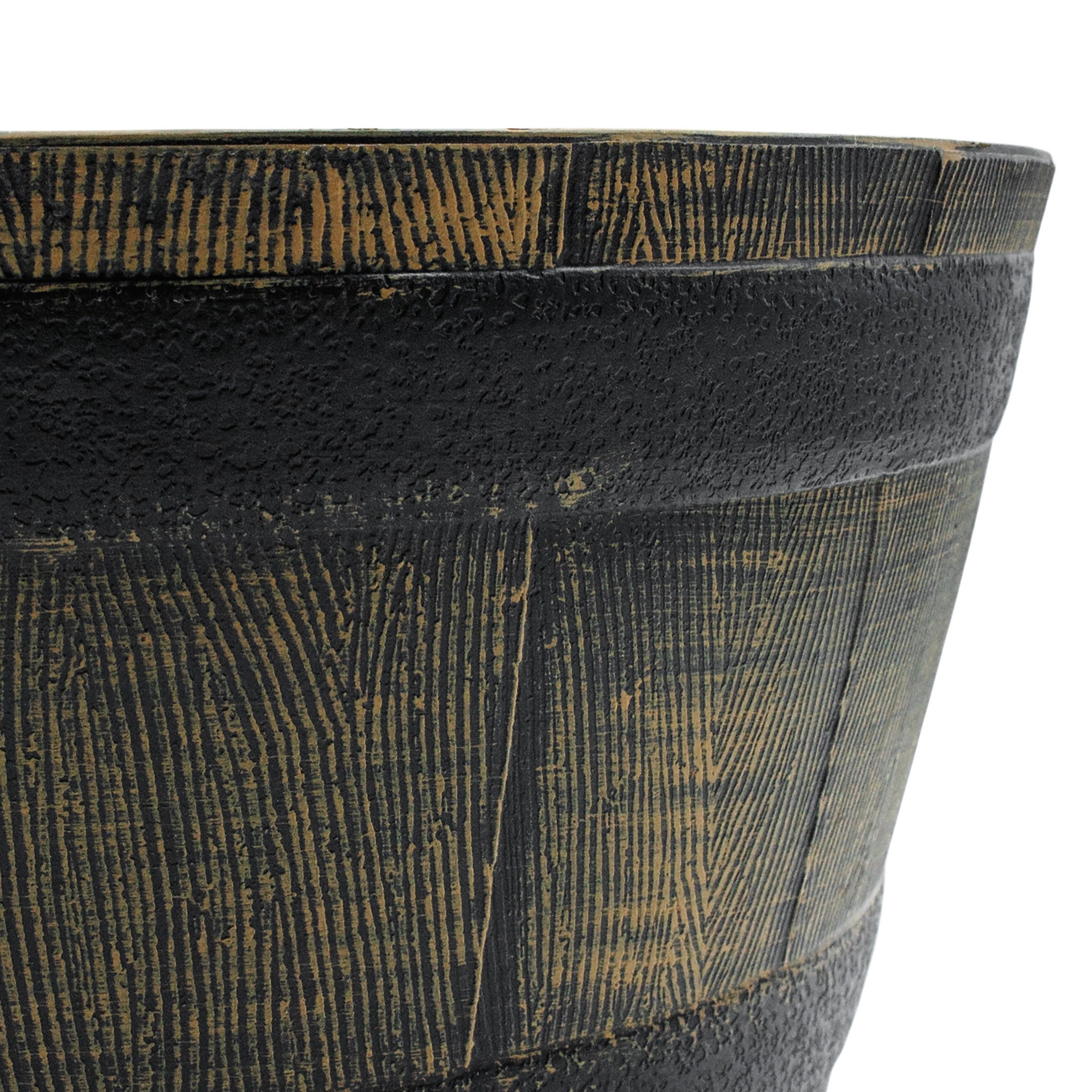 Spetebo Blumentopf oder Wasserkübel aus Kunststoff in Eichenfass Optik (Anazhl, 1 St., Stück), in rustikalem Used Look