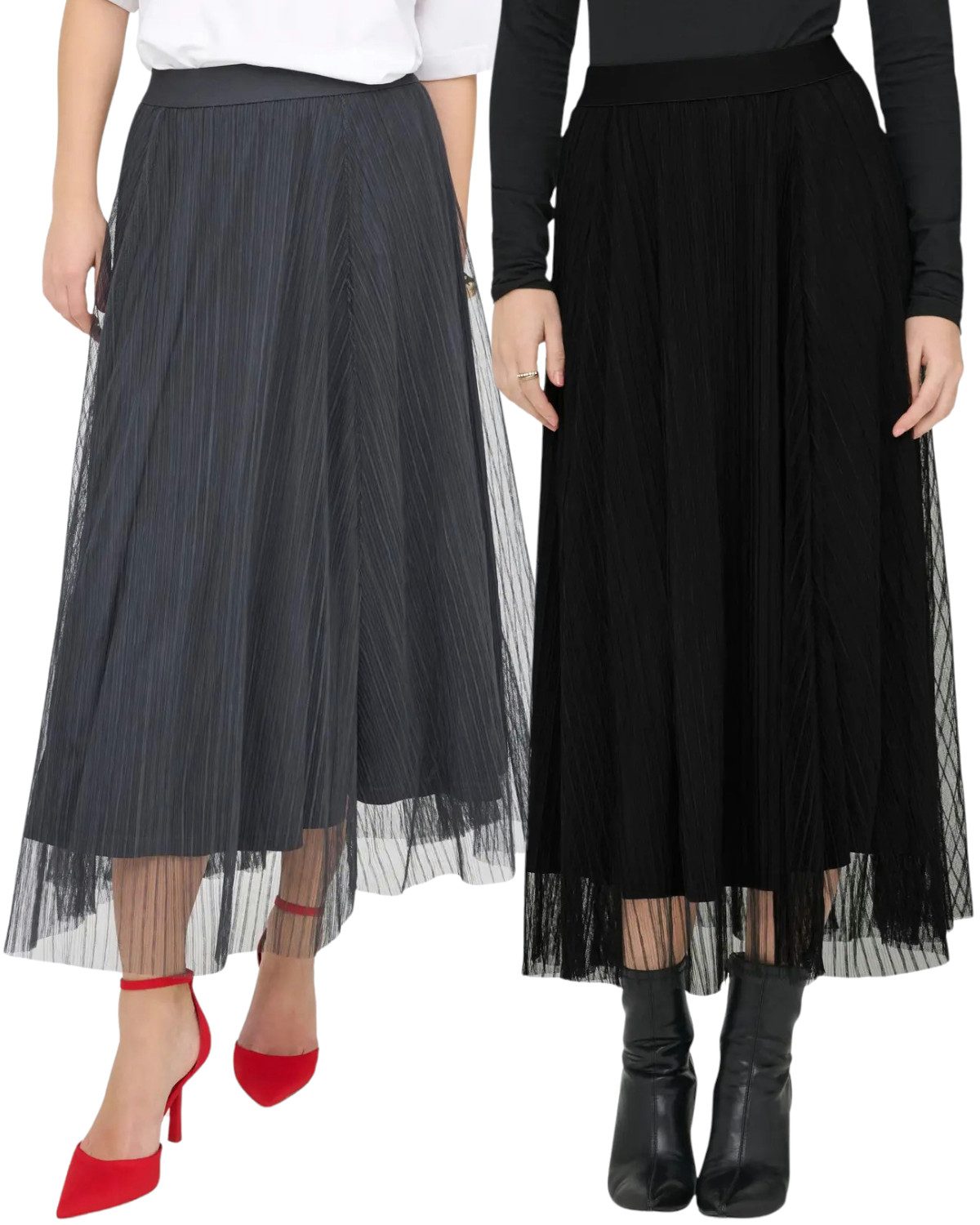 ONLY Tüllrock (2er-Pack, Doppelpack) Fließender Stoff mit angenehmem Tragegefühl