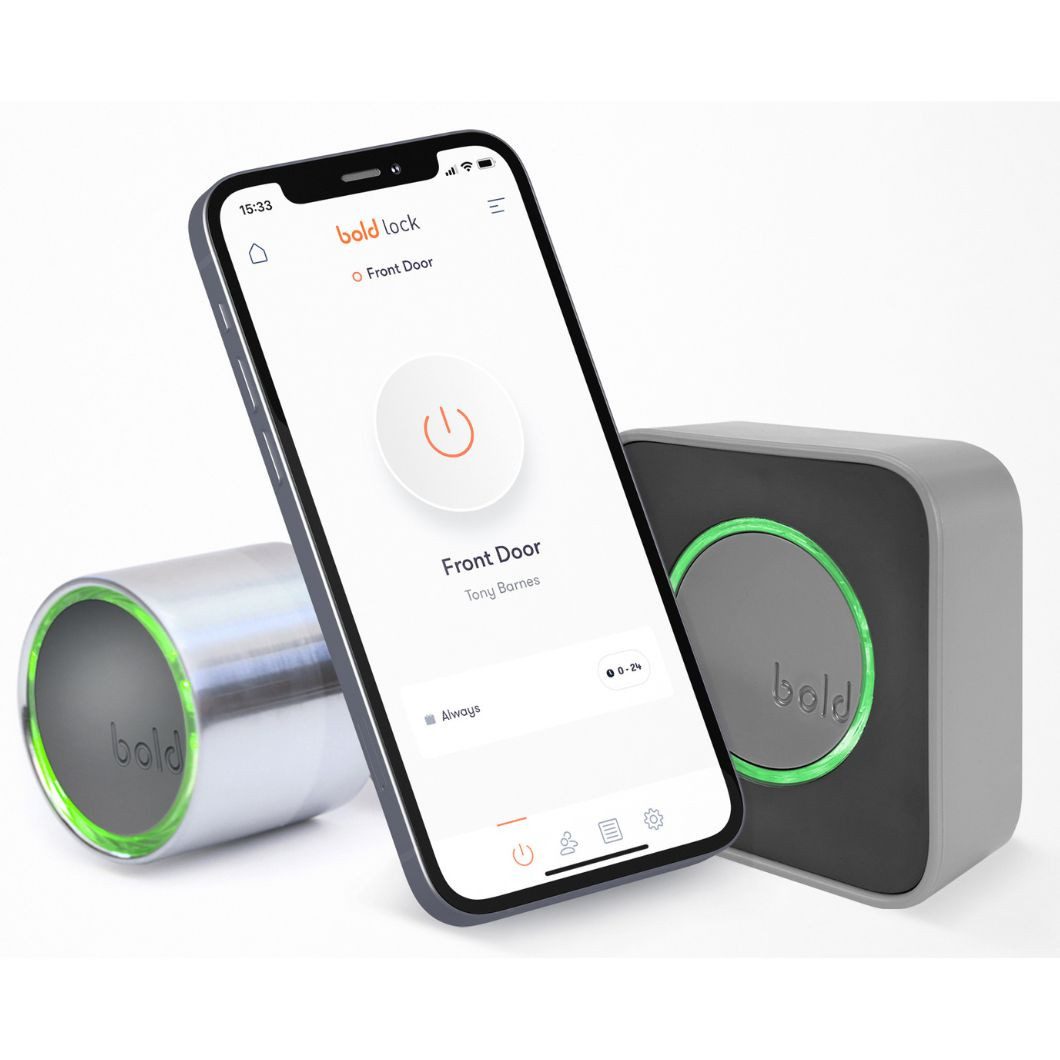 Bold Smart Lock Türschlossantrieb SX + Connect, (Set, 1x SX-33 Zylinder + 1x Connect Bridge), mit Connect-Bridge, schlüssellos, grau