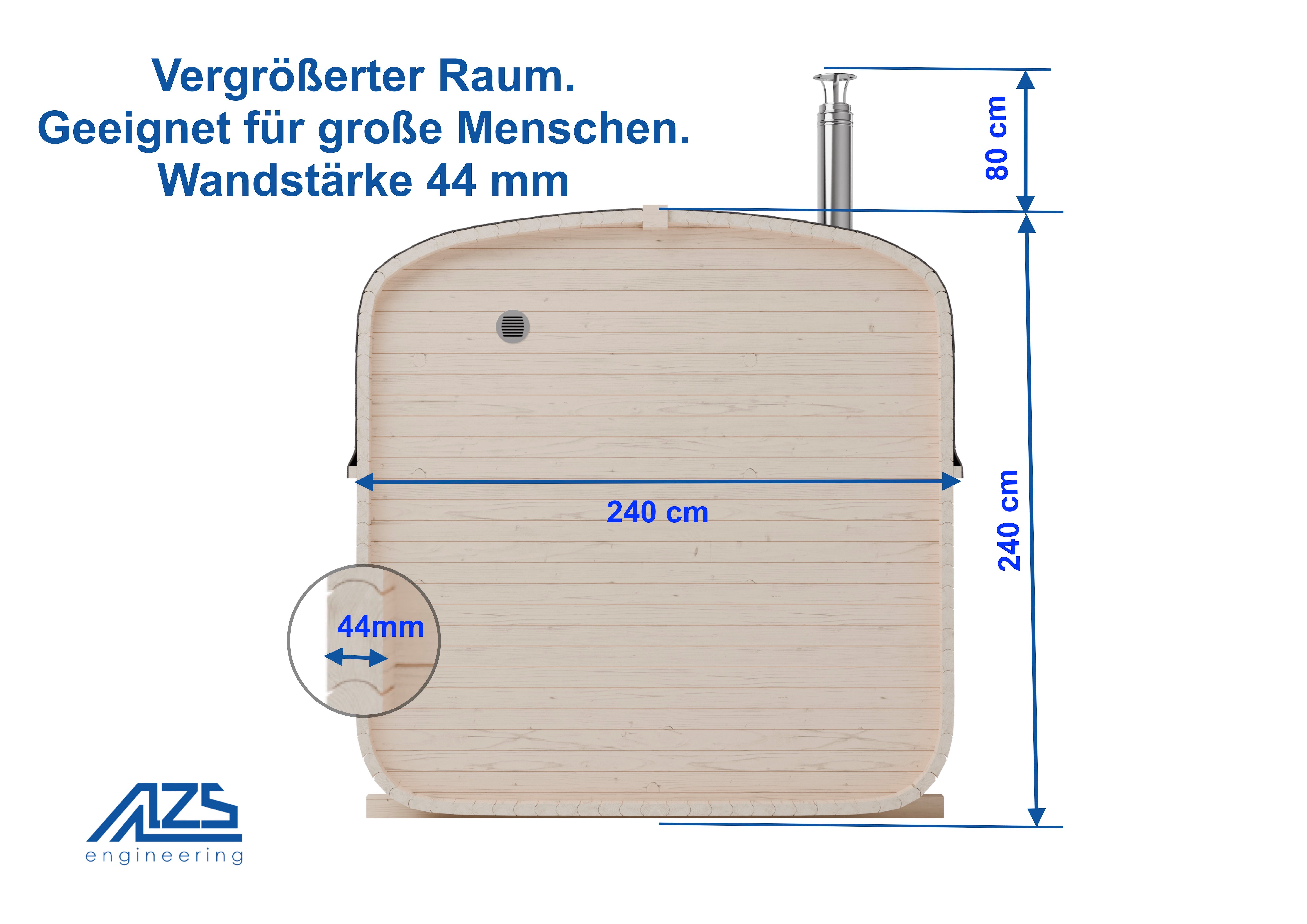 AZSauna Fasssauna QUADRO 240x240x220cm AZSauna Modell 2QL – Bild 3 von 5
