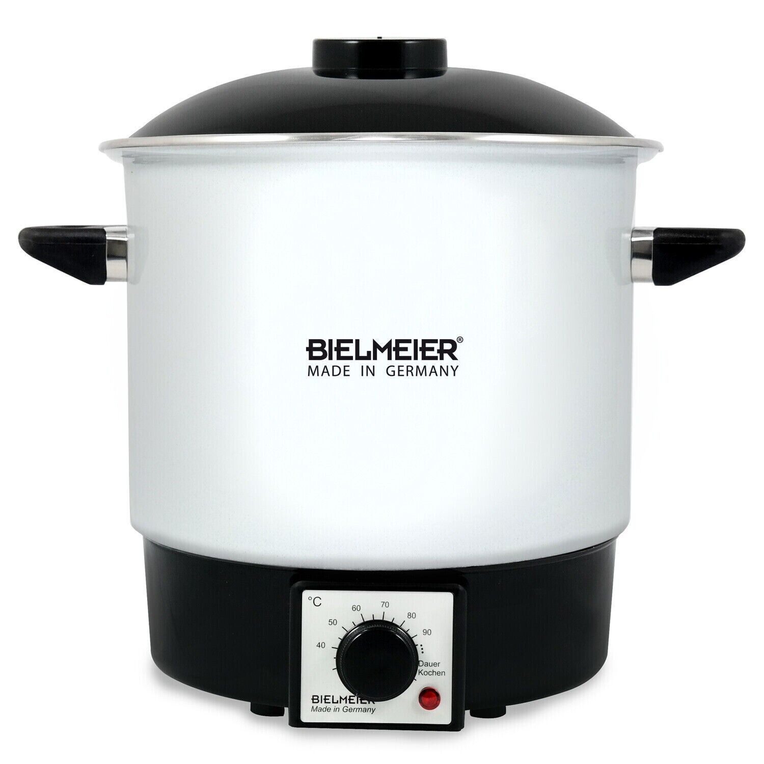 Bielmeier Einkochautomat einwecken einkochen Emaille weiß 9 Liter, 1000 W, BHG 980.0 Made in Germany (B980023)