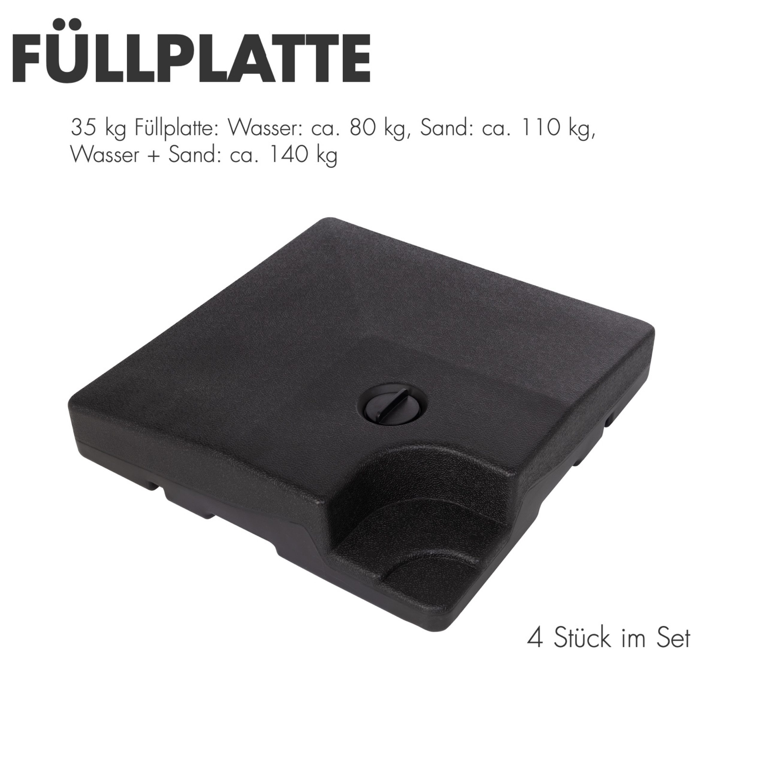 doppler® Sonnenschirm Doppler Füllplatte 35 L für Standkreuz 4er Set Beschwerplatte je 52