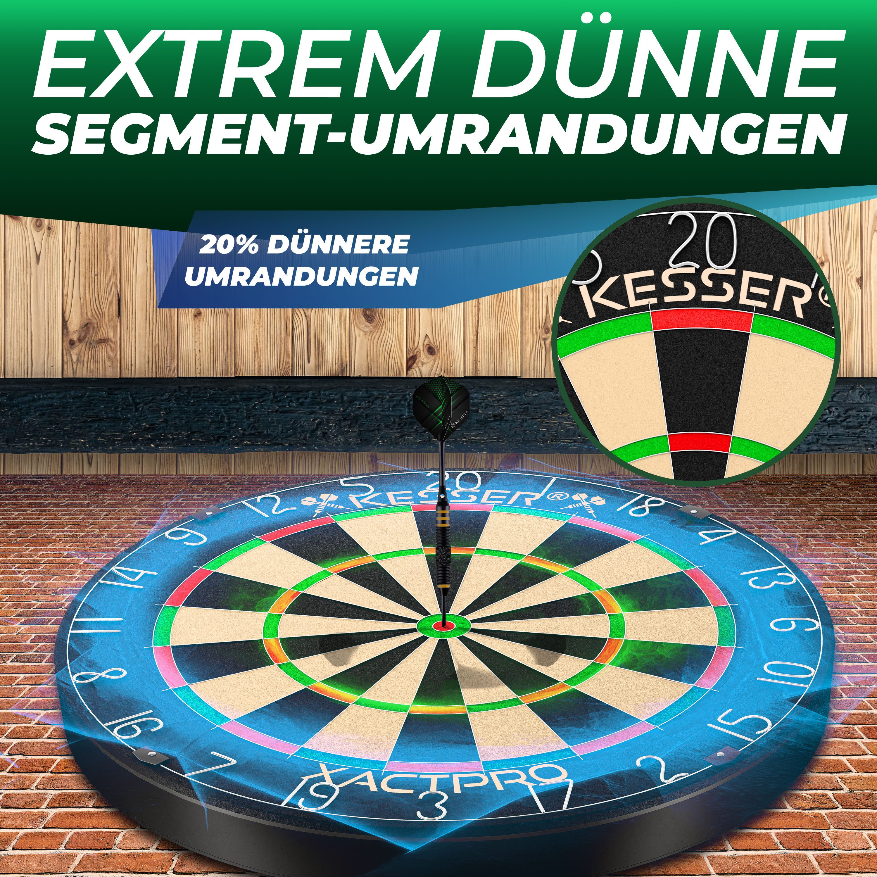 KESSER Dartscheibe Classic 45cm, Dartscheibe Sisal mit Dartpfeile Professional Dartboard