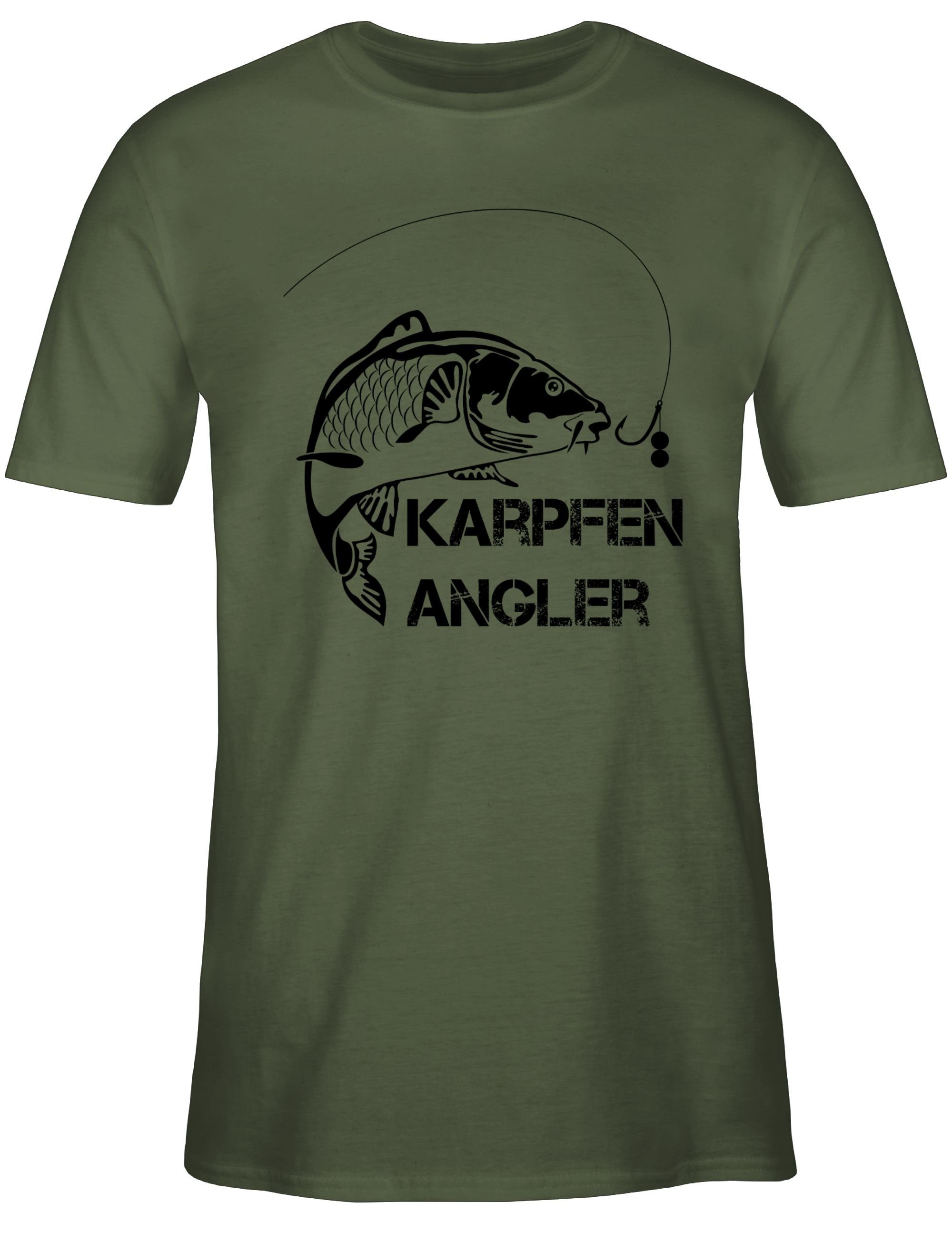 Shirtracer T-Shirt Karpfen Geschenke Angler Army 1 Angler Grün