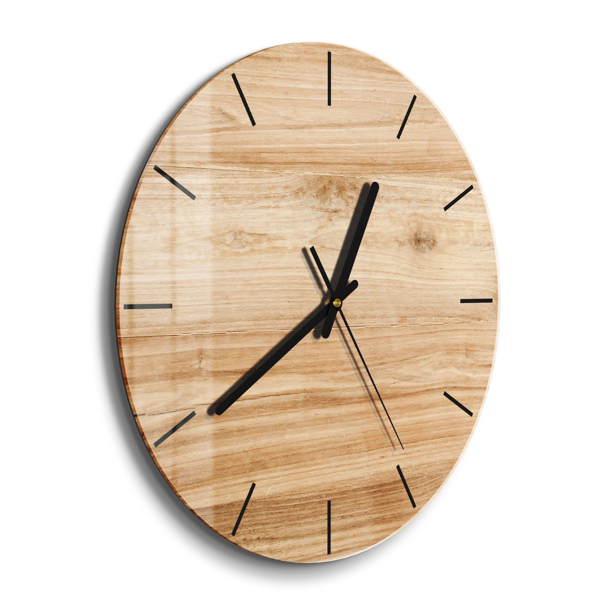DEQORI Wanduhr 'Holzstruktur detailliert' (Glas Glasuhr günstig online kaufen