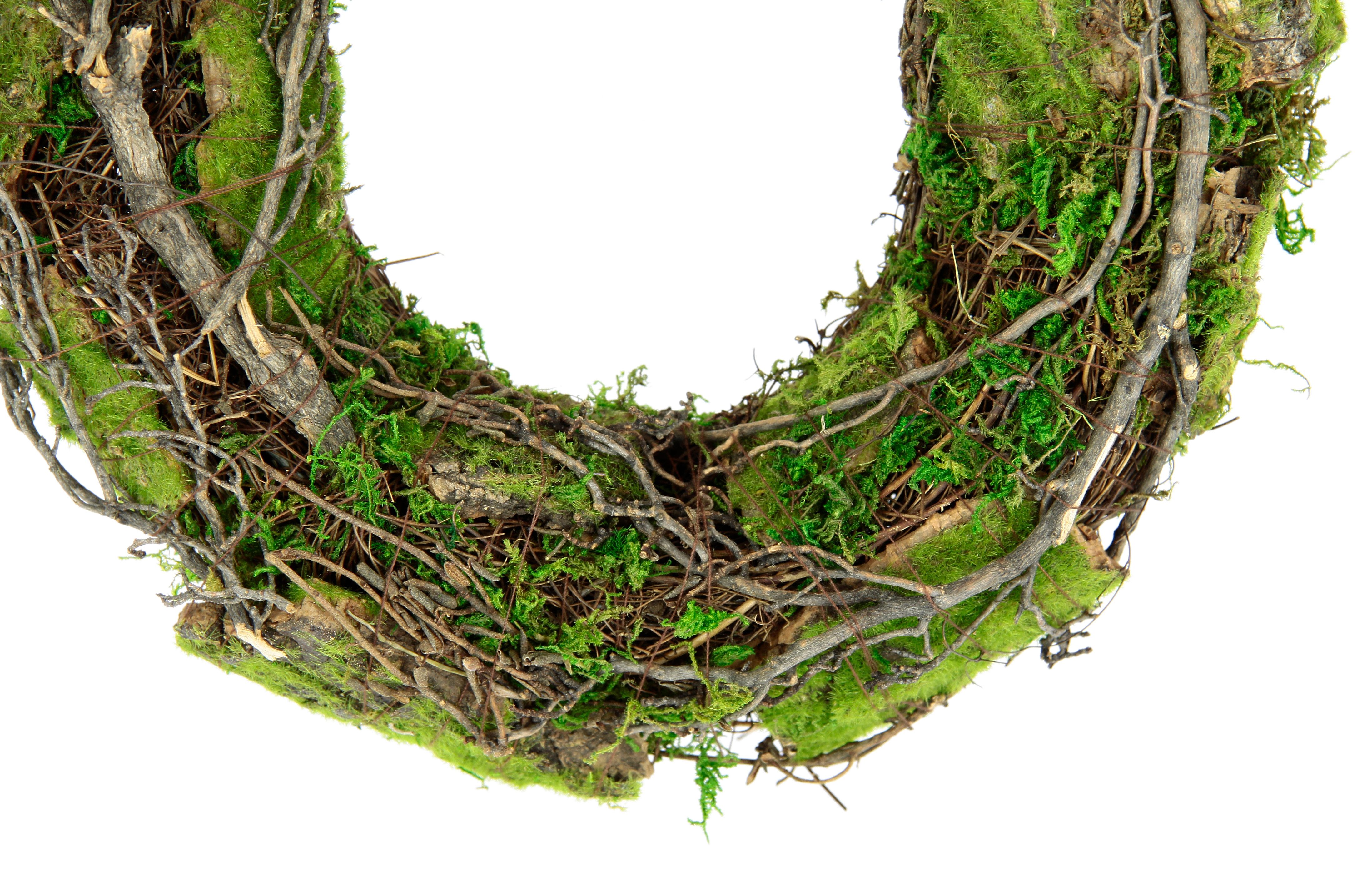 Kunstkranz Kranz aus Moos und Rattan Weidenkranz Blumenkranz Dekokranz, I.GE.A., Höhe 26 cm, Landhaus Kränze Rohling Tischdeko