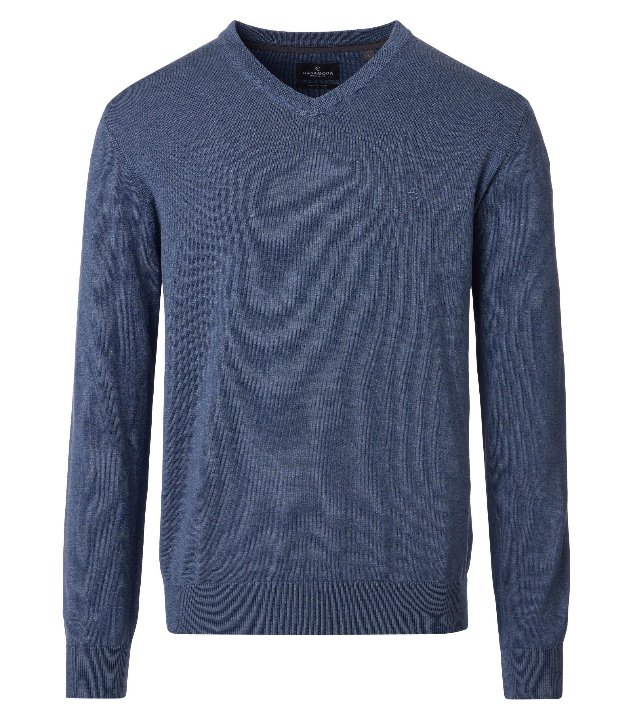 CASAMODA Strickpullover Pullover Baumwolle / V-Ausschnitt / Unifarben
