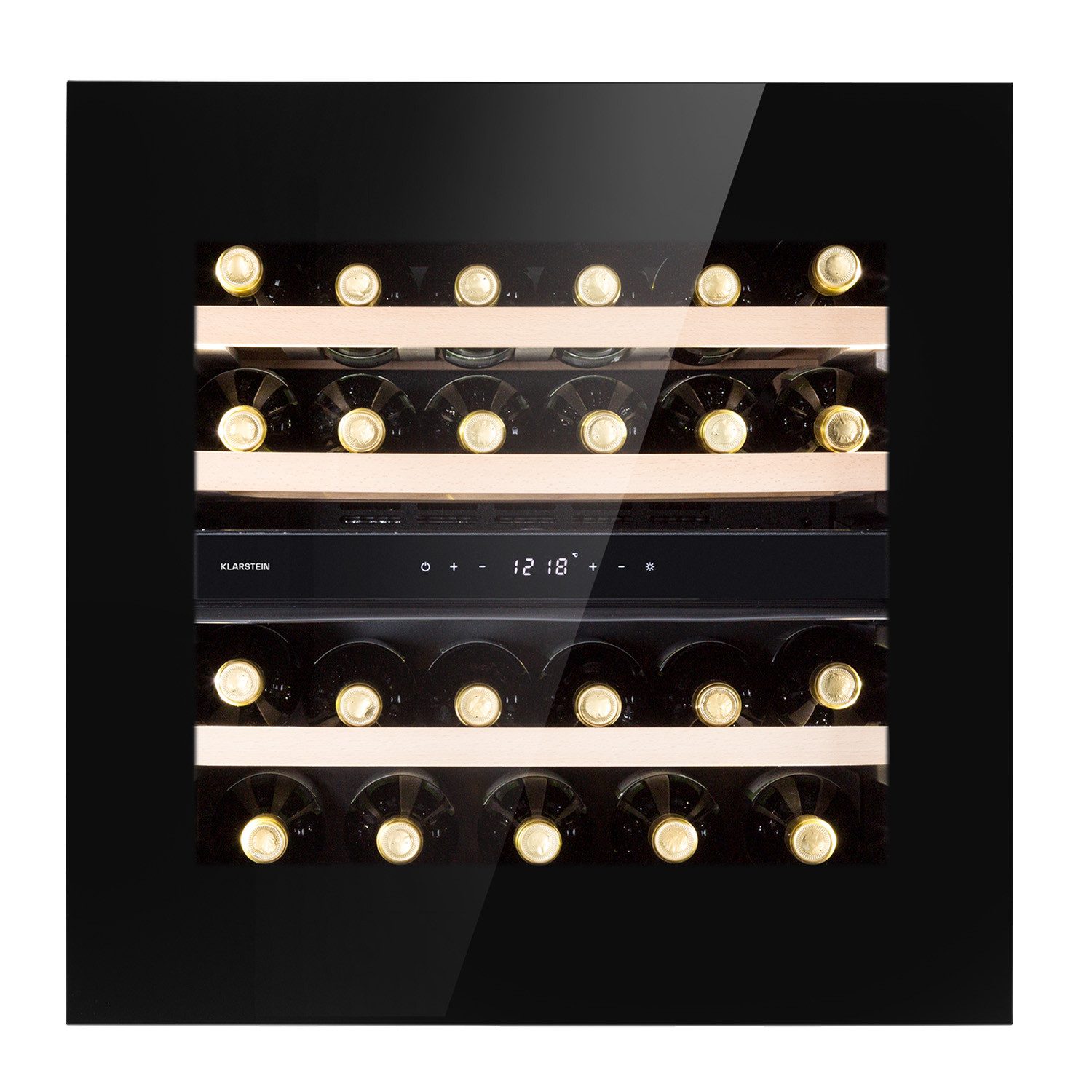 Klarstein Weinkühlschrank Rhone 25 Duo, für 25 Standardflaschen á 0,75l,Wein Flaschenkühlschrank Weintemperierschrank Weinschrank Kühlschrank