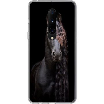 MuchoWow Handyhülle Pferde - Friesisch - Mähne - Schwarz - Tiere, Phone Case, Handyhülle OnePlus 7 Pro, Silikon, Schutzhülle