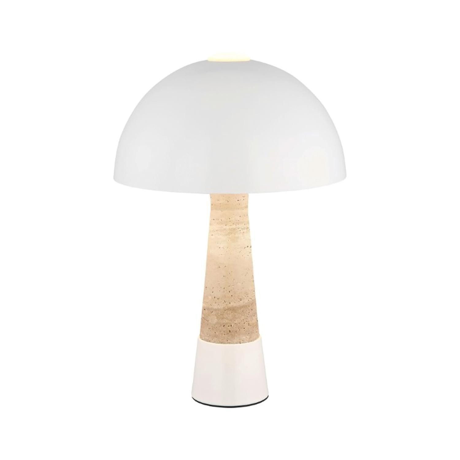 GLOBO LIGHTING Tischleuchte PAULIN, Braun, Weiß, Metall, Travertinoptik, ohne Leuchtmittel, Ø 25 x H 36,5 cm