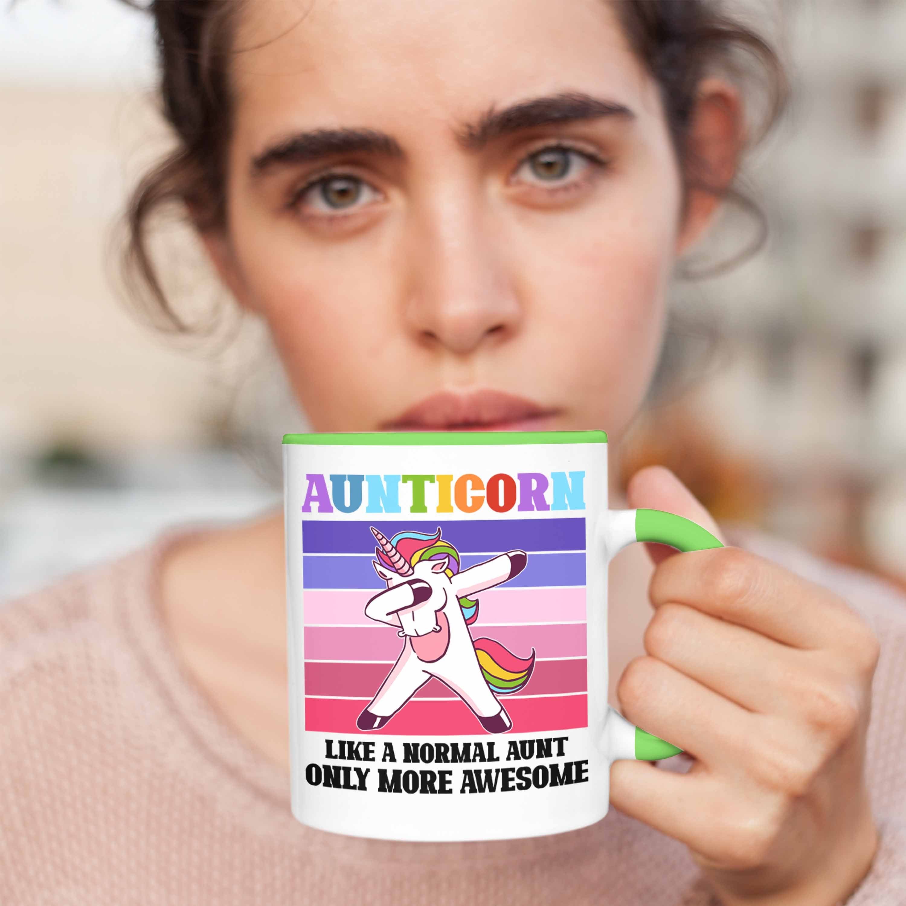 Geschenkidee Tasse Beste Grün Tante - Trendation Lustiger Aunticorn Geschenk für Tasse Trendation Spruch Tante