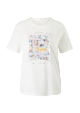 s.Oliver Kurzarmshirt T-Shirt mit Print und Stickdetail Stickerei