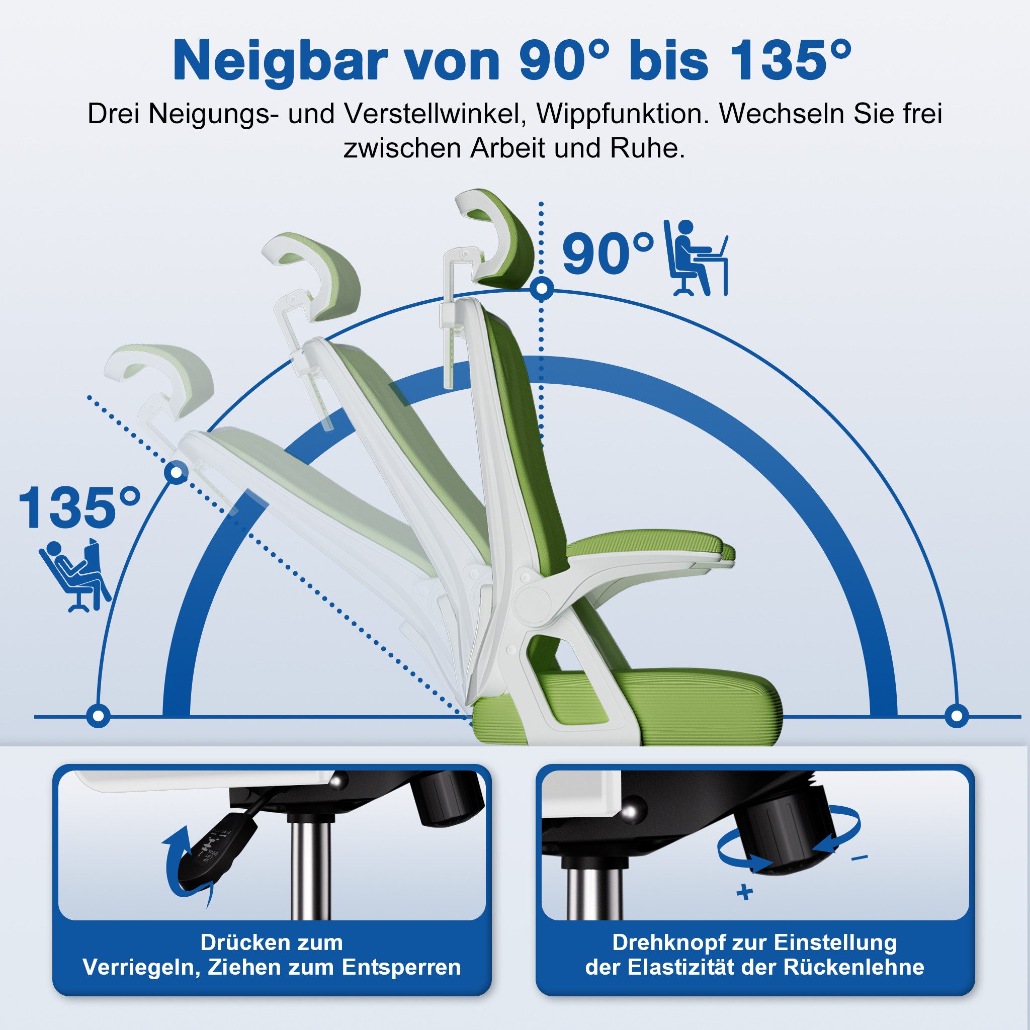 Adormii Bürostuhl Ergonomischer Bürostuhl mit klappbaren günstig online kaufen