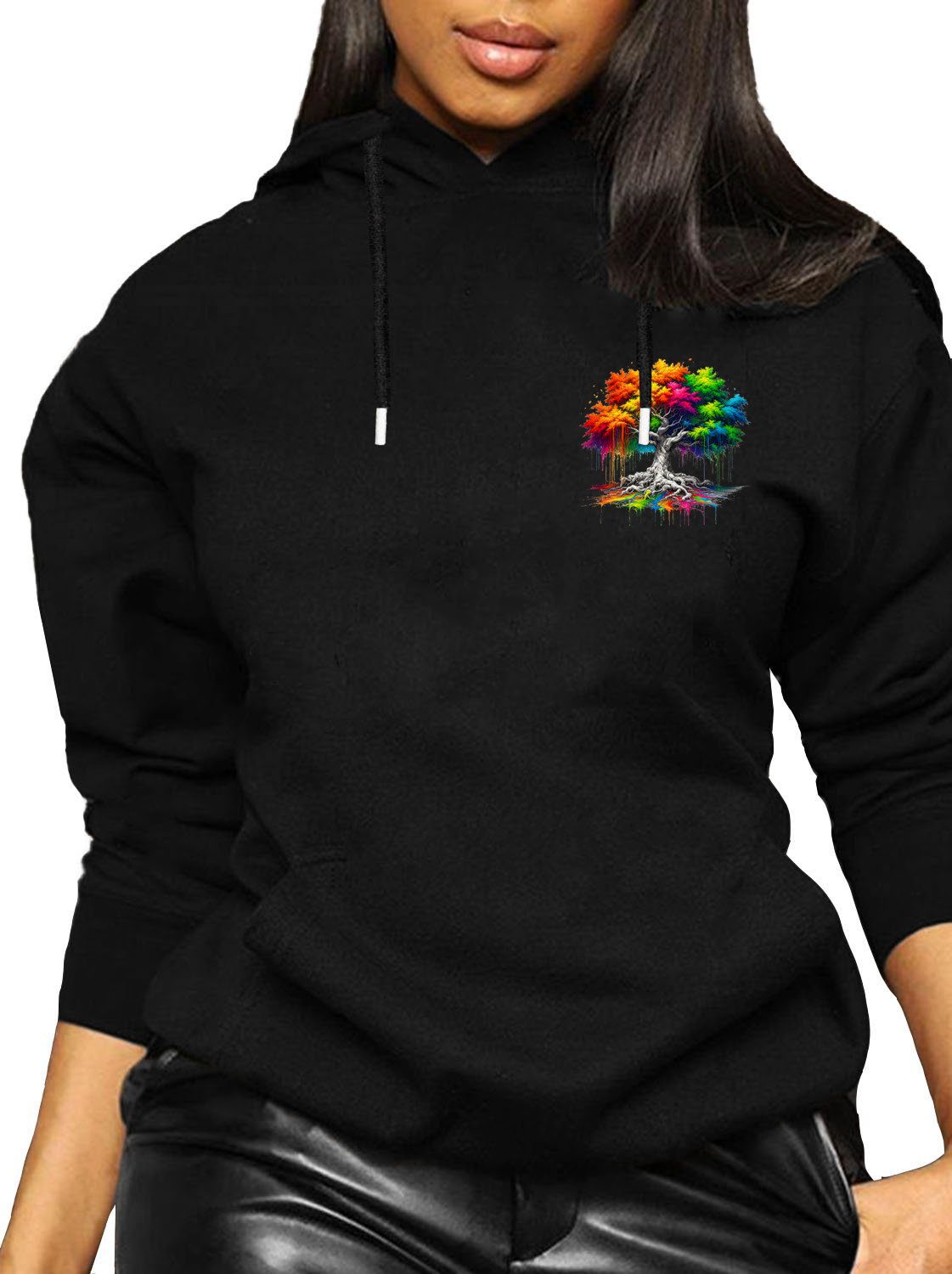 Hoodie Damen Kapuzenpullover Pulli mit Kapuze Baum Wurzel