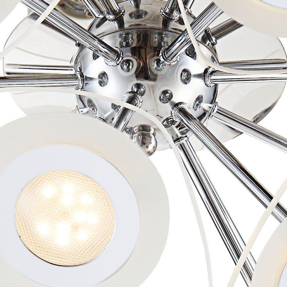 Watt Decken LED Globo Leuchte Chrom Lampe LED 31,2 Licht Design Warmweiß, inklusive, Globo Glas Leuchtmittel Deckenleuchte,