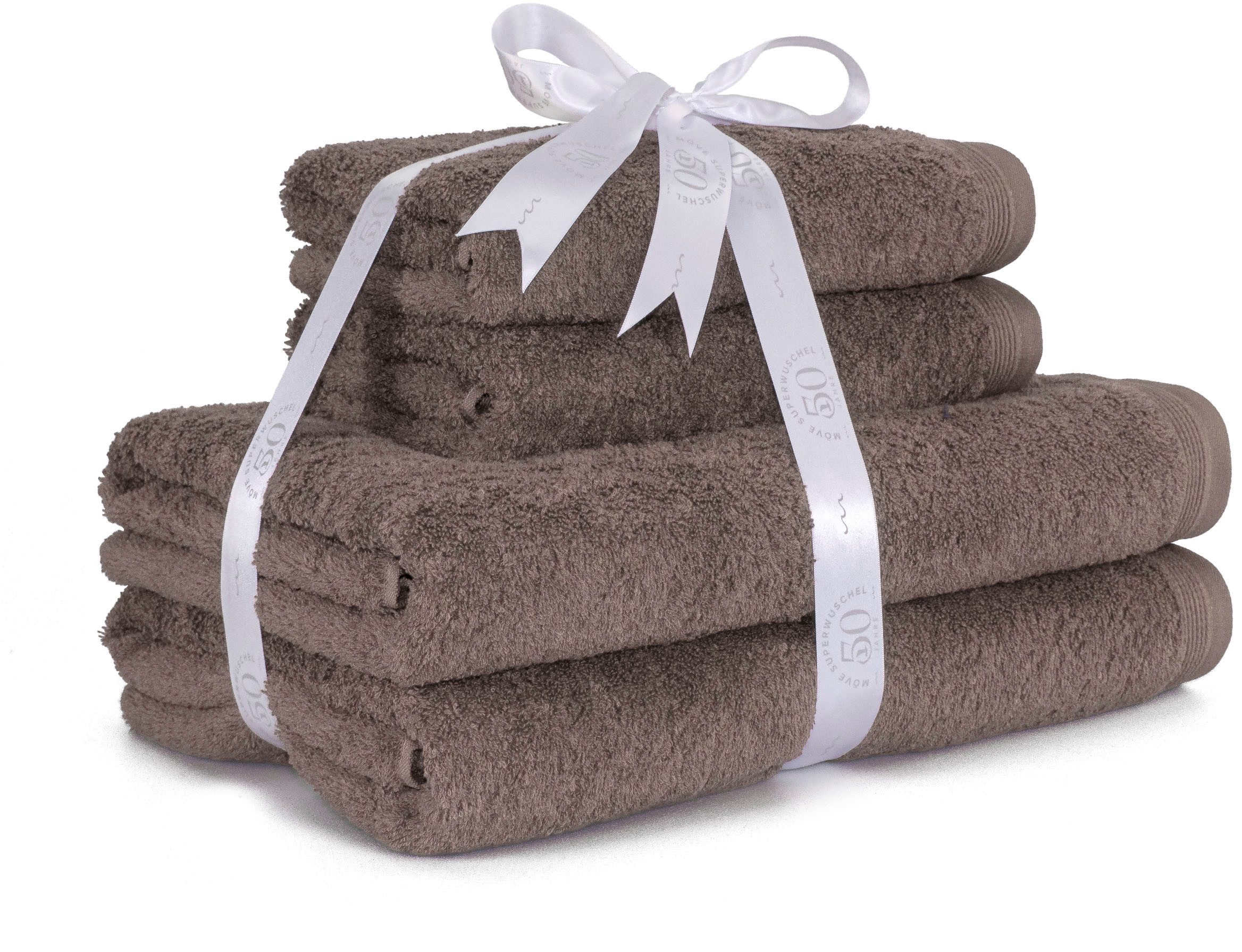 Möve Handtuch Set Superwuschel, Walkfrottier (4-St), 100% Premium Cotton Baumwolle, einfarbig, weich