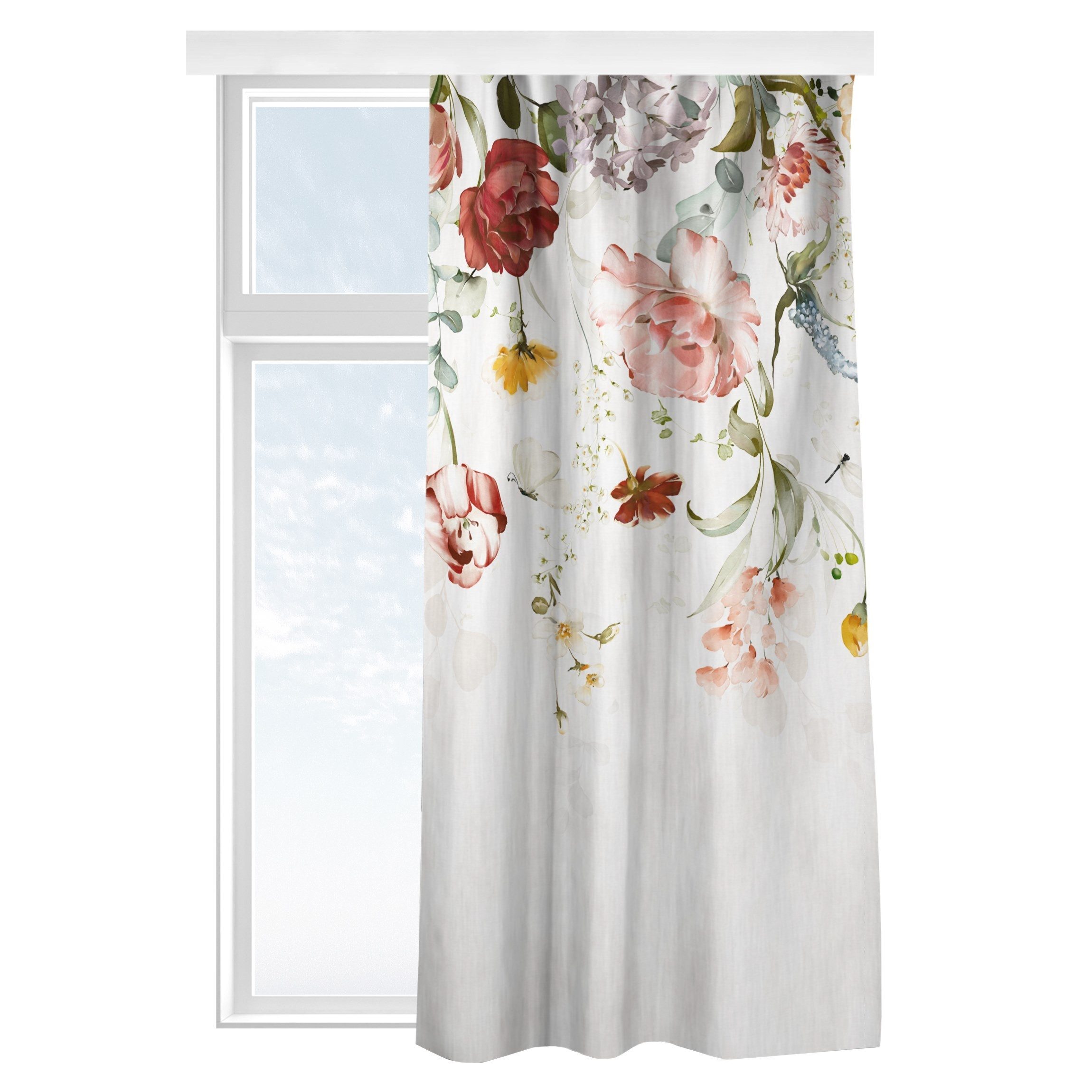 Bilderdepot24 Vorhang Gardine Natur Rankende Blumen Aquarell Türvorhang Raumteiler (1 St), Multifunktionsband, blickdicht, Samt, Schiebegardinen Schlafzimmer Wohnzimmer Schiebevorhang