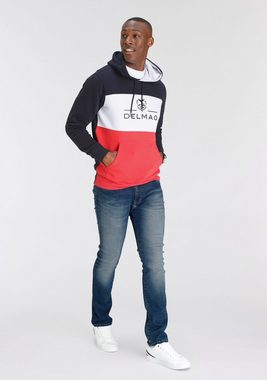 DELMAO Kapuzensweatshirt mit Blockstreifen und Print-NEUE MARKE!