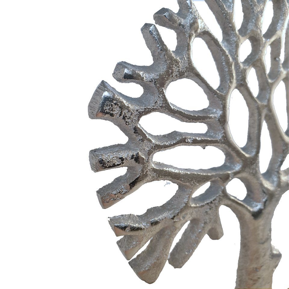Goldbach Dekobaum Aluminiumbaum Sockel Lebensbaum, Mangoholz, aus mit moderner Alu-Holz-Style