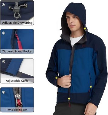 Diyarts Softshelljacke (wasserfeste Jacke mit TPU-Technologie, Winterjacke, mit optimaler Wärme & Funktionalität) mit verstellbarem Saum, & hochwertigen, unsichtbaren Reißverschluss