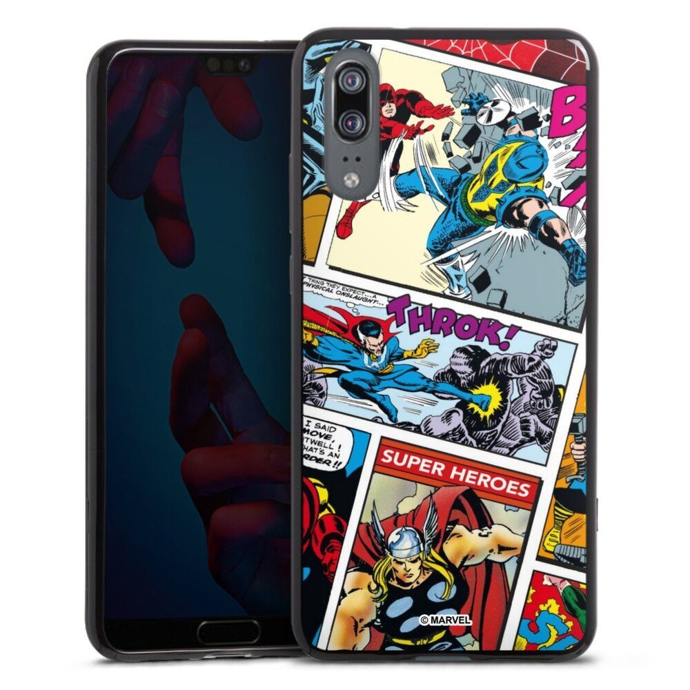 DeinDesign Handyhülle Marvel Retro Comic Blue, Huawei P20 Silikon Hülle Bumper Case Handy Schutzhülle