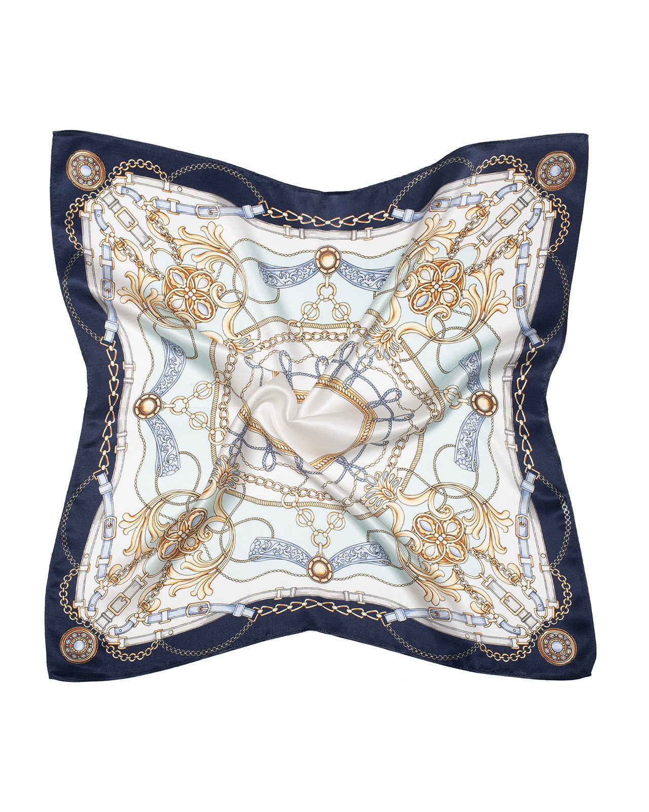 Seidentuch quadratisch Barock 53x53 blau