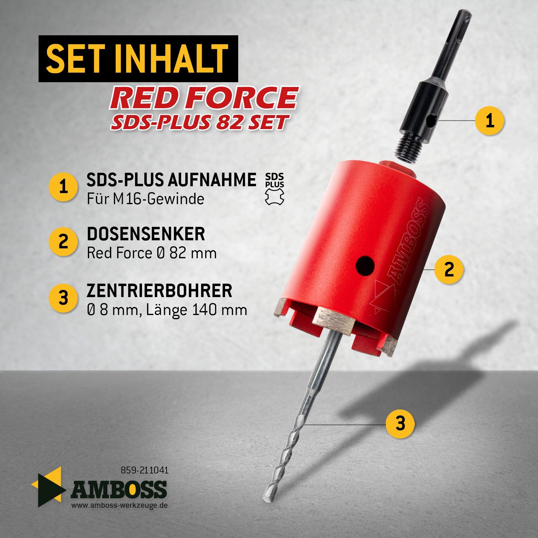mm 82 Dosensenker Red - Amboss Force SDS-Plus Dosensenker Werkzeuge -