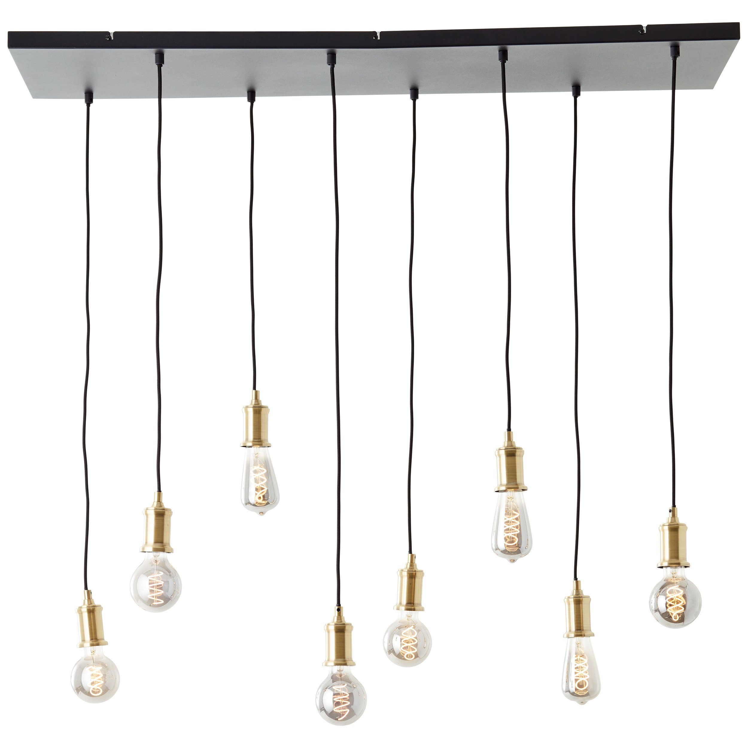 Brilliant Pendelleuchte Darcia, ohne Leuchtmittel, 133 x 35 x 110 cm, 8 x E27, kürzbar, Metall, messingfarben/schwarz