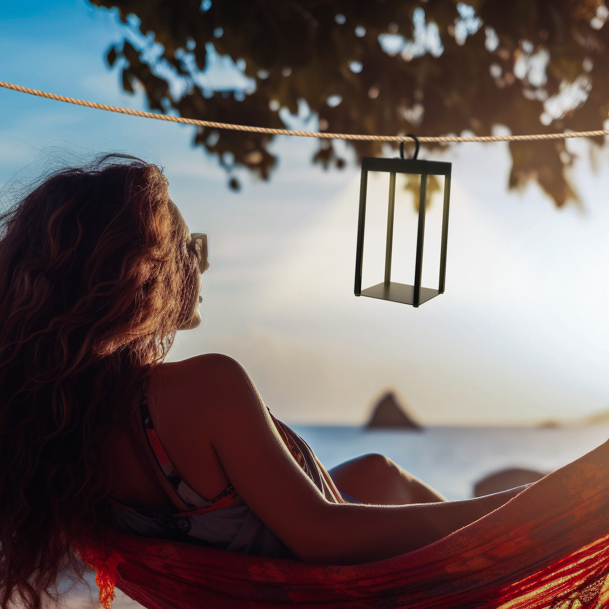 Briloner Leuchten LED Außen-Tischleuchte Akkulampe Laterne Kabellos 3 Stufen Dimmfunktion, LED wechselbar, 3.000K - Warmweiss, Tiefenentladungsschalter,Akku wechselbar,IP44,Beige/Schwarz,31,5x13cm