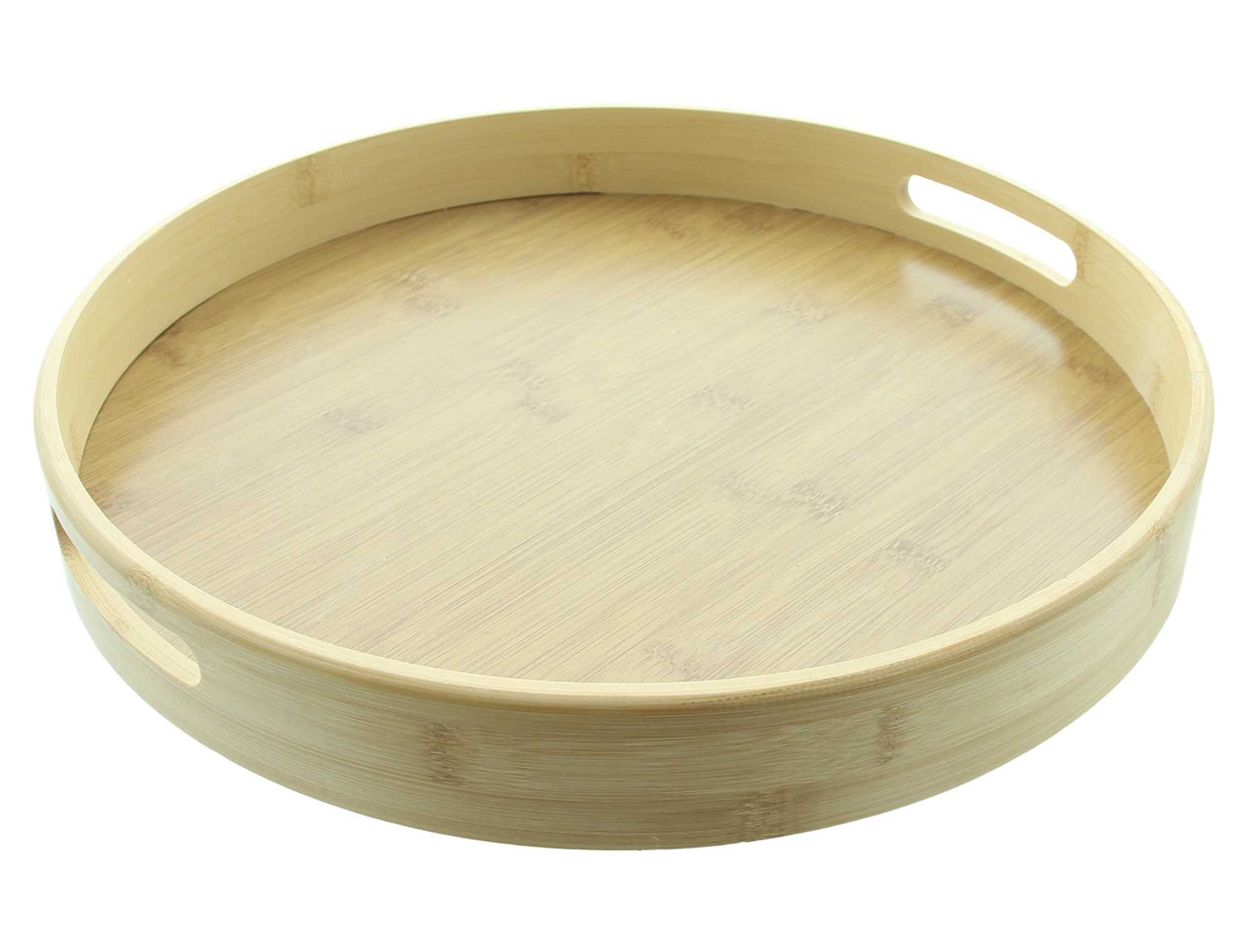Tablett "Bambus" rund Ø 38 cm, Serviertablett, Tragetablett, Tischdeko