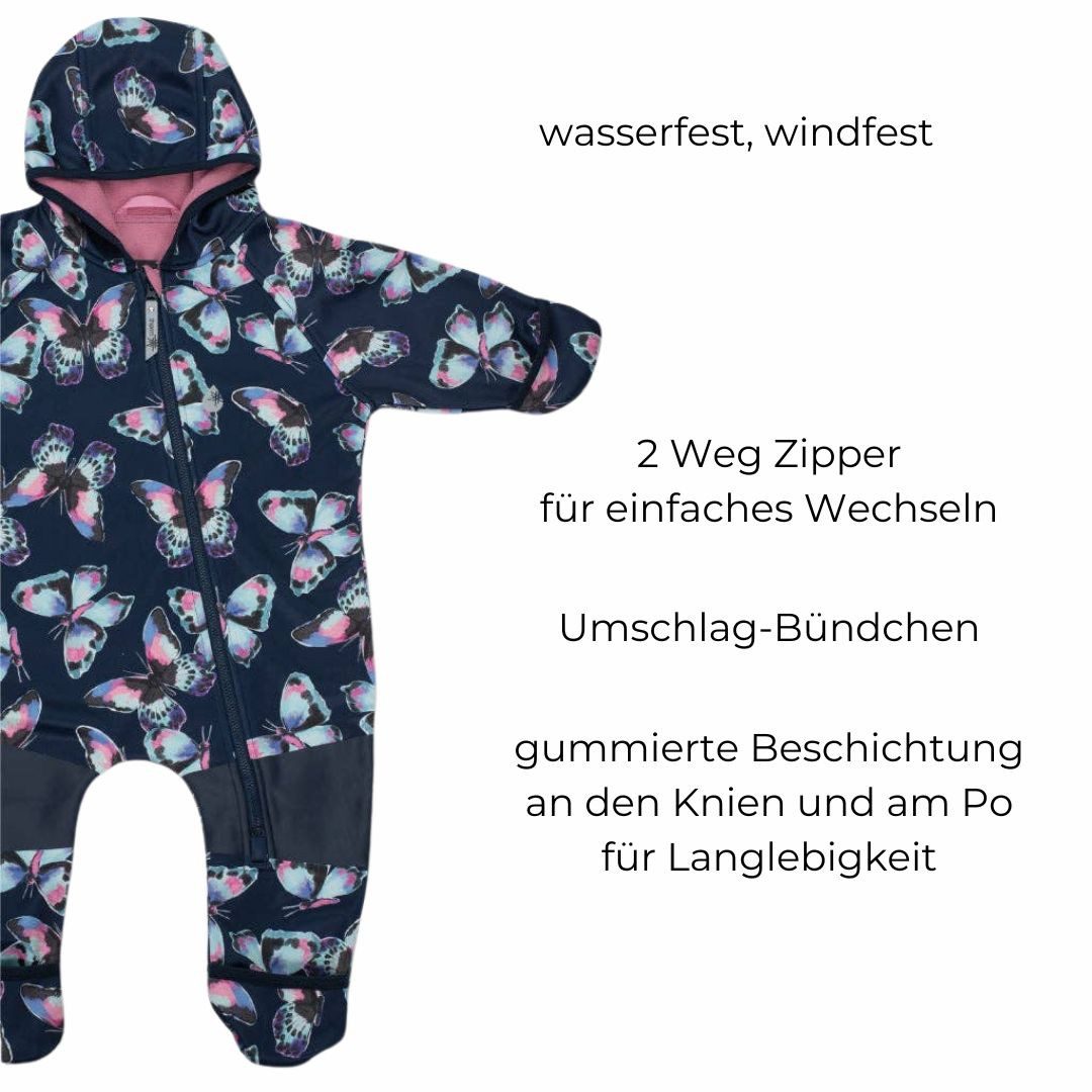 suebidou Regenanzug All-Wetter Fleece Onesie Overall mit Schmetterlingen