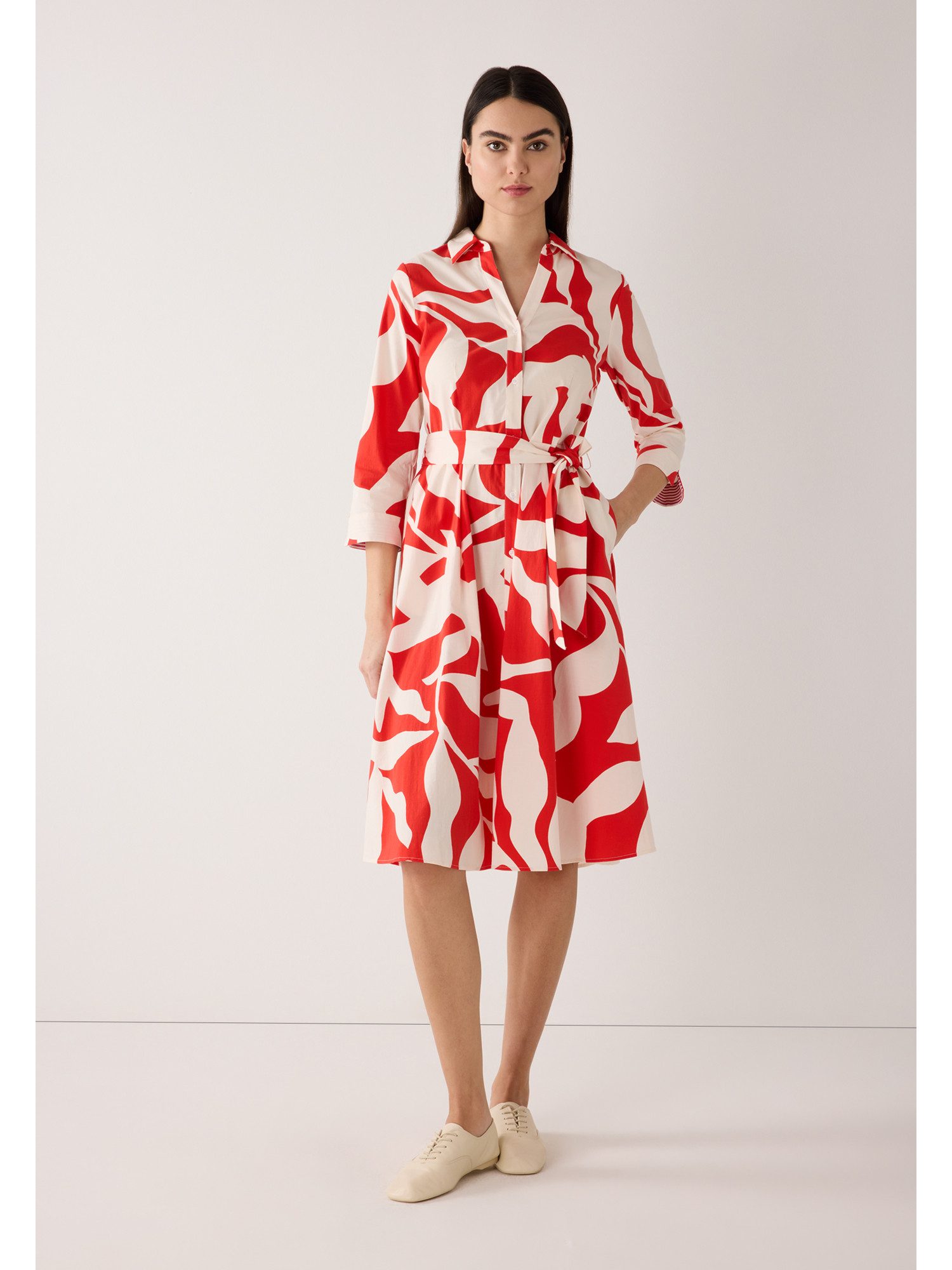 MORE&MORE Blusenkleid leicht ausgestelltes 3/4 Arm-Kleid, Print günstig online kaufen