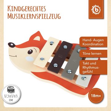 BIECO Spielzeug-Musikinstrument Bieco Kinder Xylophon in Fuchs-Design Musikinstrumente für Kinder ab 1 Jahr Süßes Musikspielzeug Baby Glockenspiel für Kinder mit Schlägel Xylophon Kinder 1 Jahr Baby Musikinstrumente