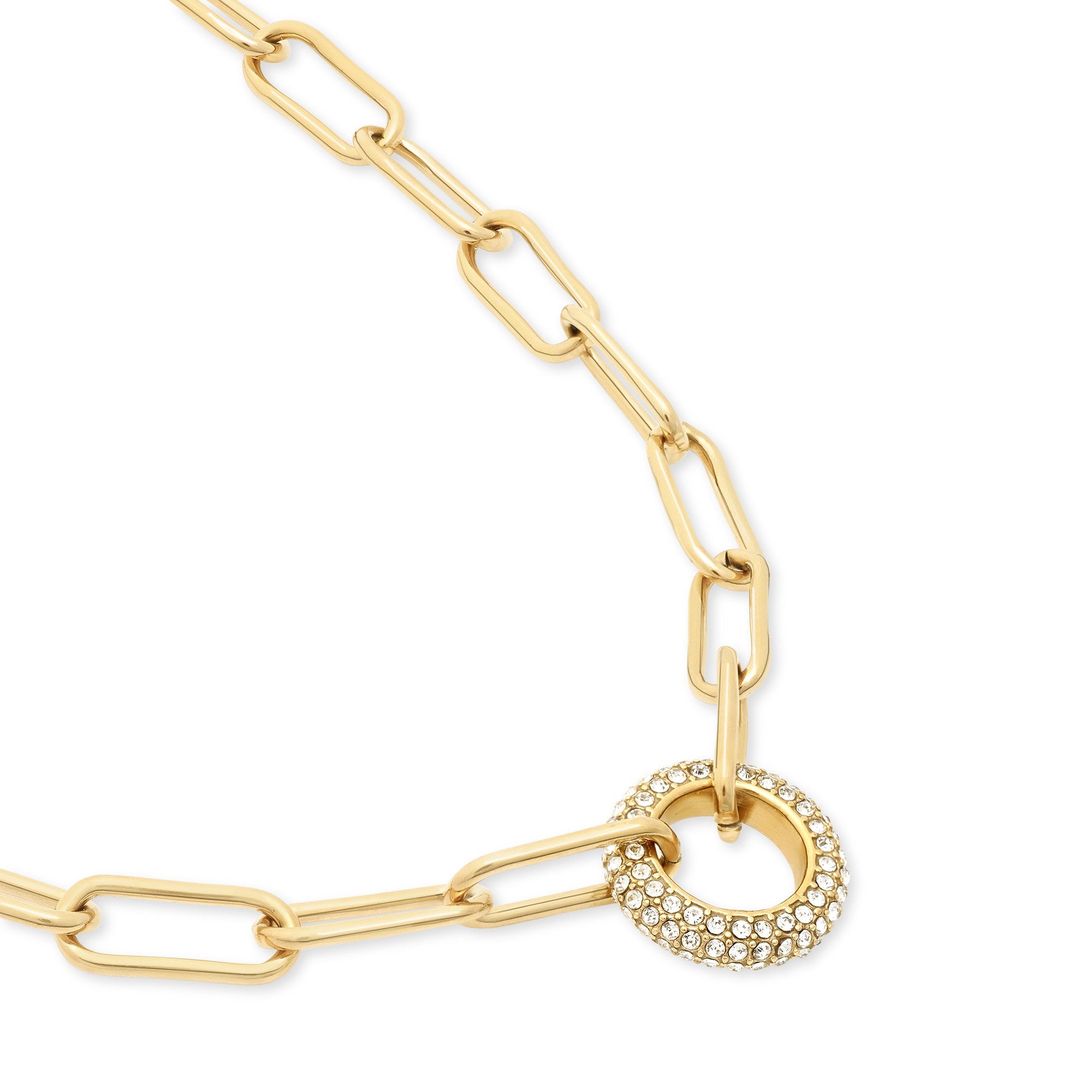 Tamaris Gliederkette Schmuck Geschenk Edelstahl Halskette mit Glitter Donut, mit Glasstein