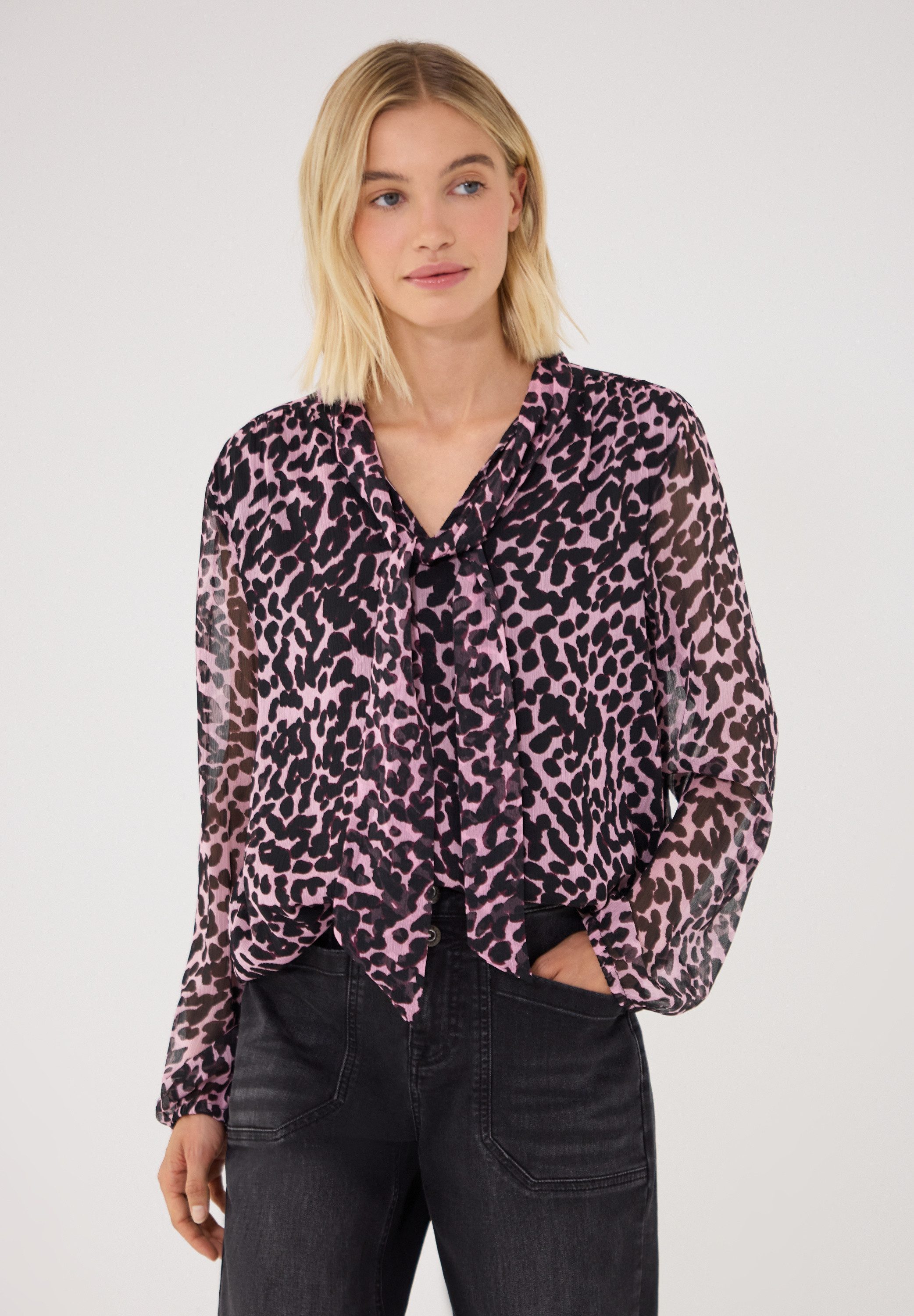 STREET ONE STUDIO Langarmbluse mit Chiffon-Lagen-Look