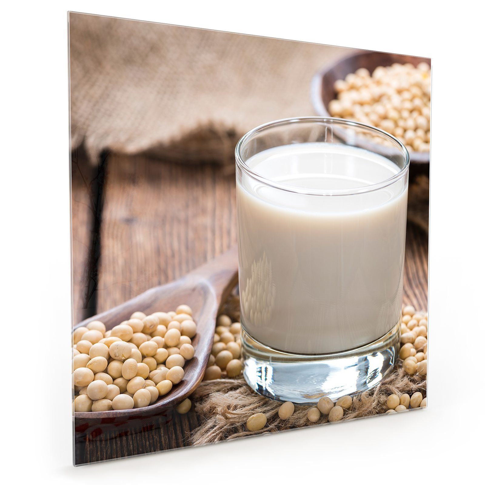 Primedeco Küchenrückwand Spritzschutz Glas Milch und Samen