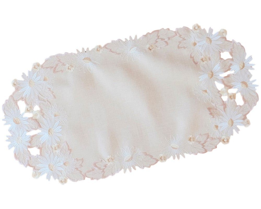 matches21 HOME & HOBBY Tischdecke Tischläufer LOLA Blütenbordüre Stick Ton günstig online kaufen