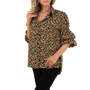 Ital-Design Langarmbluse Damen Freizeit Hemd Print Bluse in Schwarz