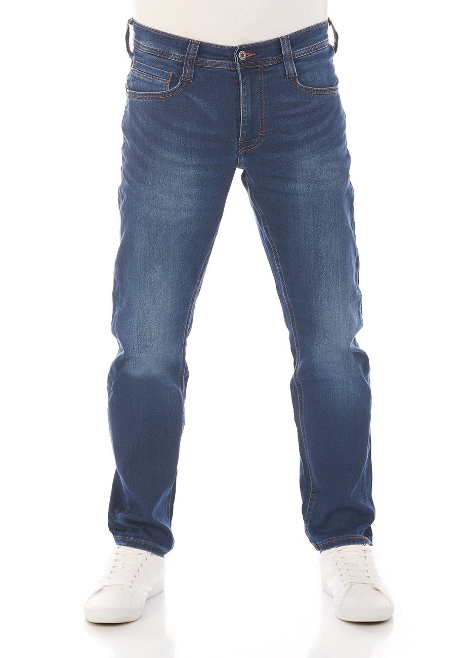 K mit Jeanshose MUSTANG Denim Oregon Stretch DENIM (682) BLUE Tapered-fit-Jeans Real Fit Tapered Hose Slim X Herren