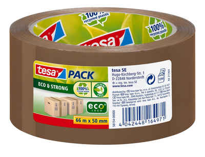 tesa Klebeband tesapack Paper ecoLogo® Packband - 66m : 50mm (Packung, 1-St) ökologisches Paketklebeband - leise & klebstark - braun - 66 m : 50 mm