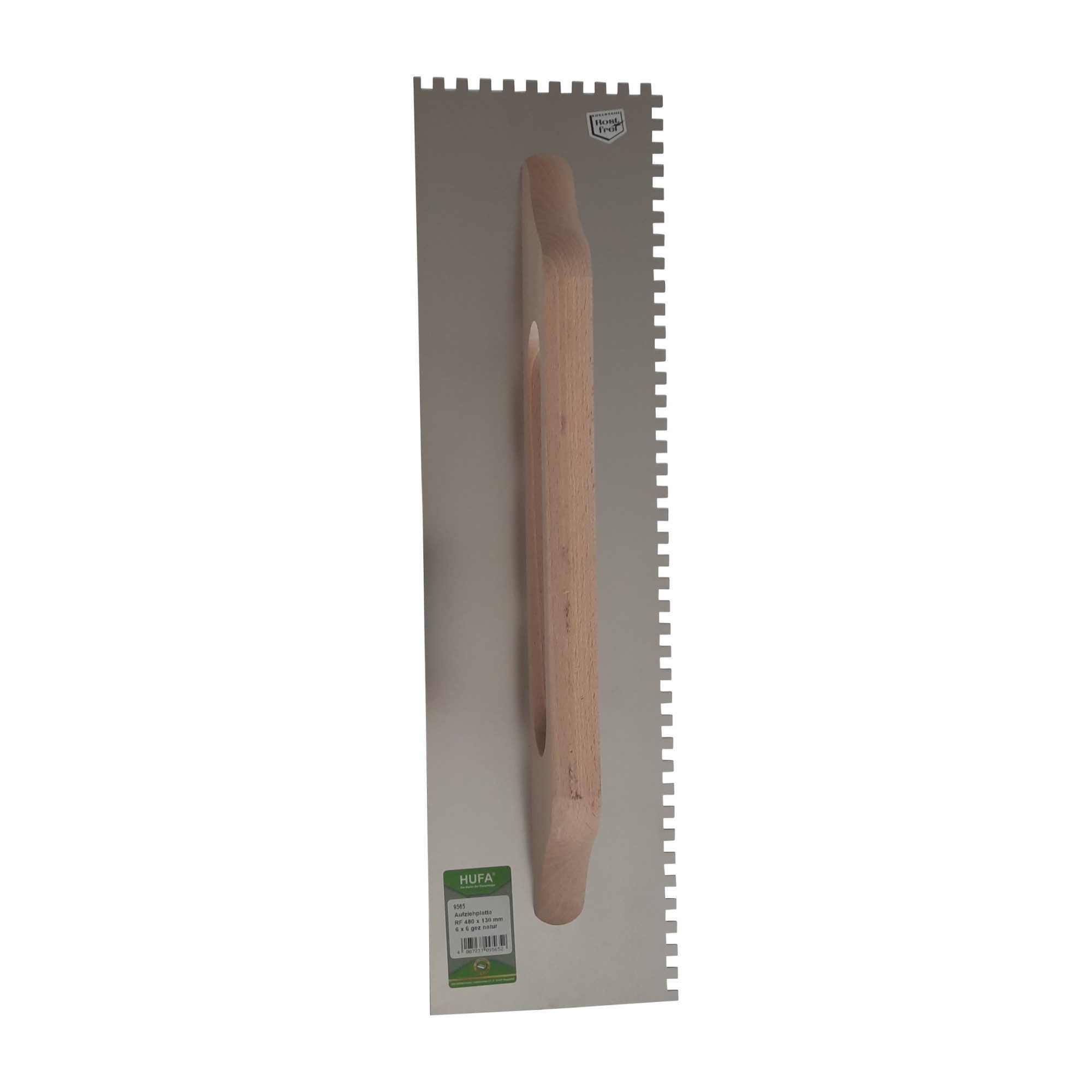 Hufa Zahnkelle Hufa Schweizer Aufziehplatte Edelstahl Holzgriff 480x130mm 6x6mm