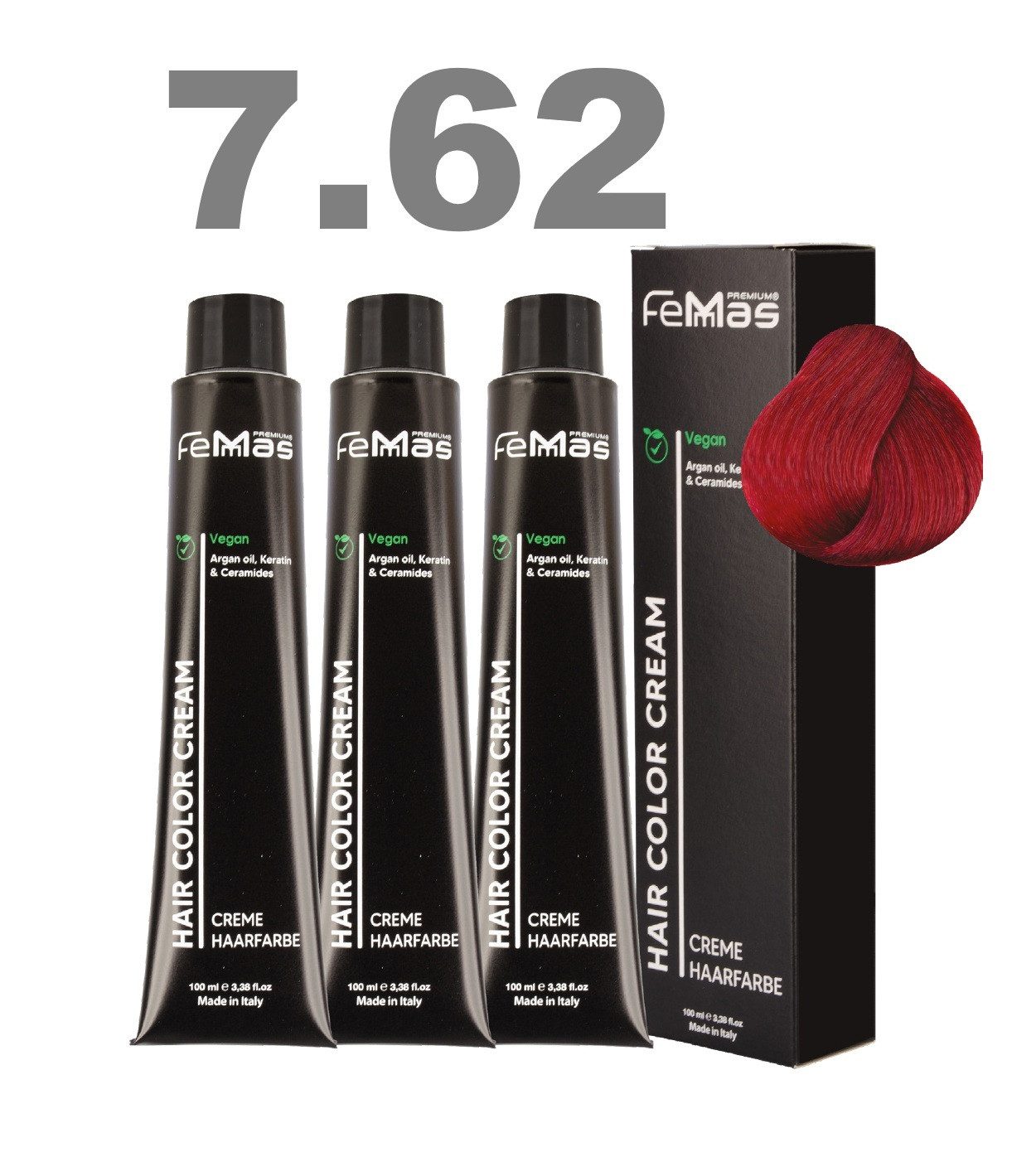 Femmas Premium Haarfarbe FemMas professionelle Haarfarbe mit Arganöl 3 x 100 ml