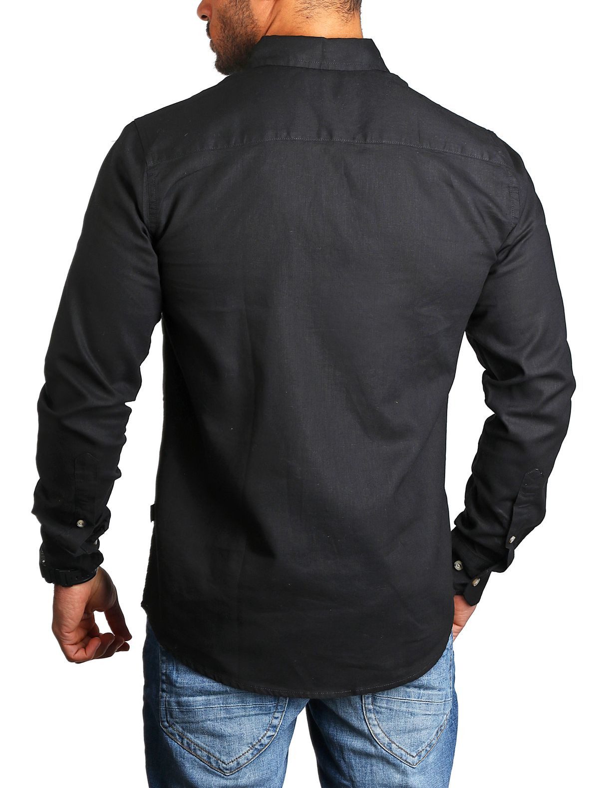 CARISMA Langarmhemd Herren Leinen Baumwoll Mix Casual Hemd 8529 Regular Button-Down-Kragen Langarm Uni – Bild 3 von 4