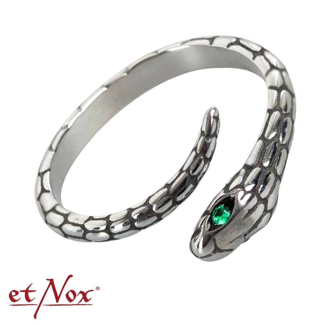 etNox Fingerring Ring Schlange mit Zirkonia: Gothic Wickelring